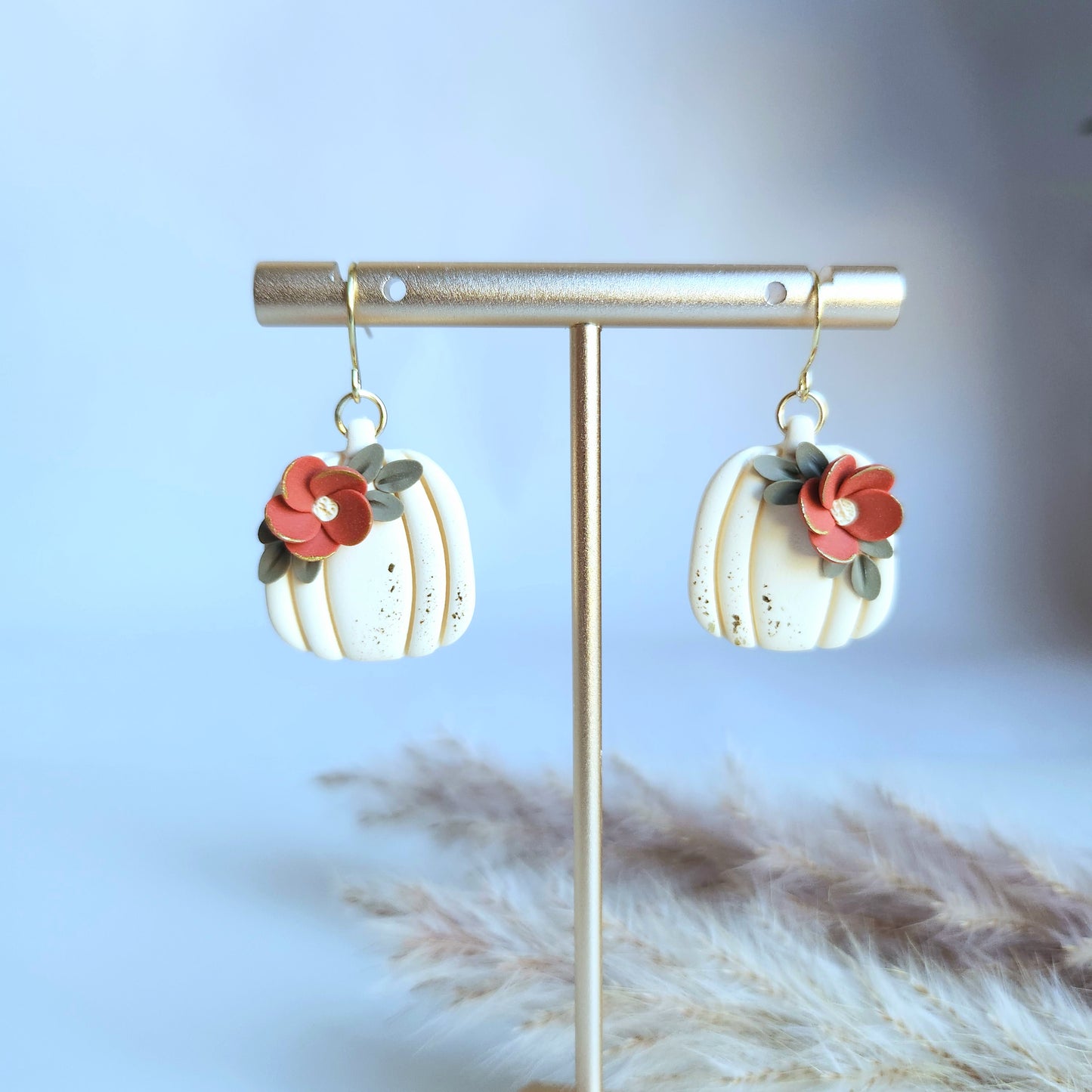 Floral Pumpkin Dangle Earrings