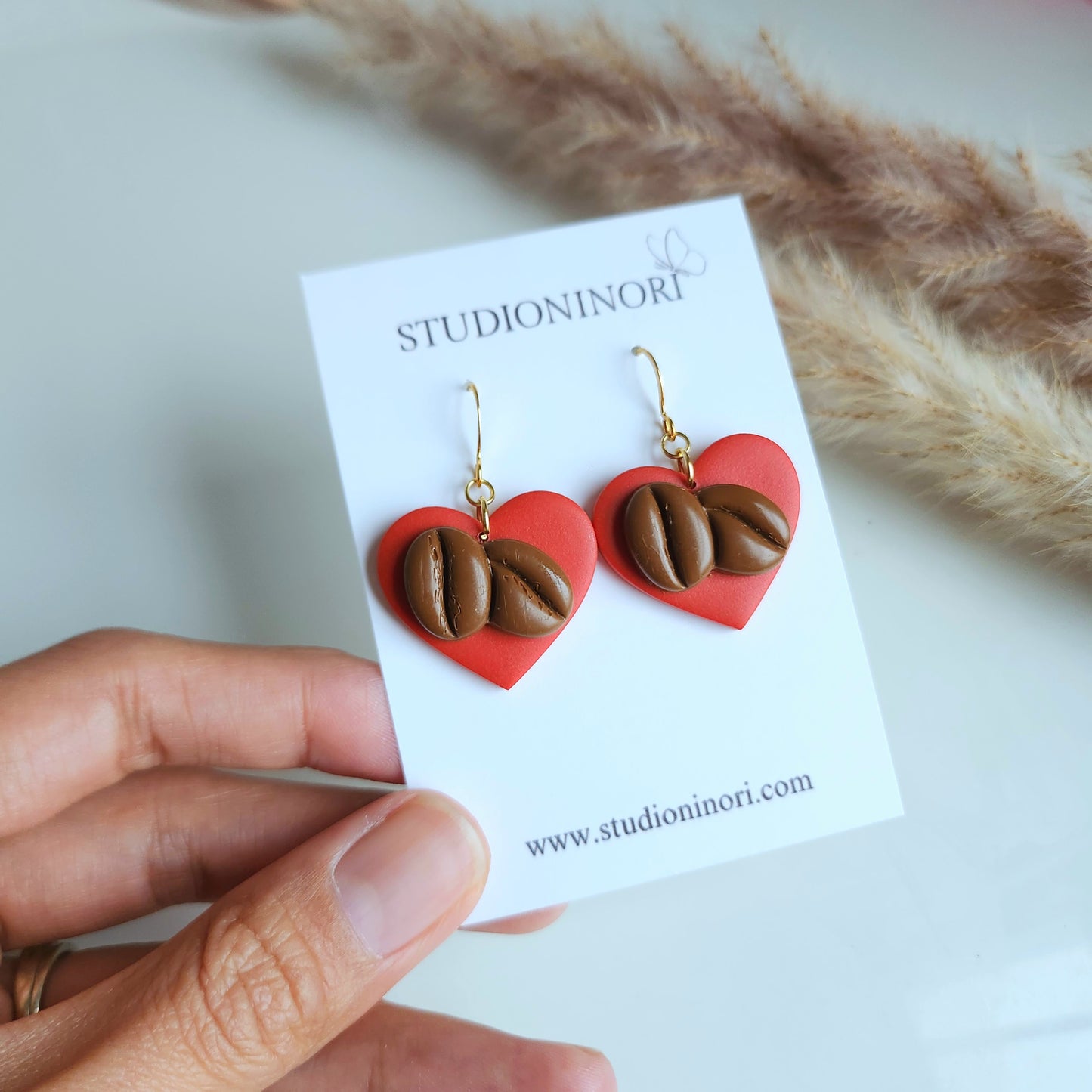 Coffee Heart Dangle Earrings