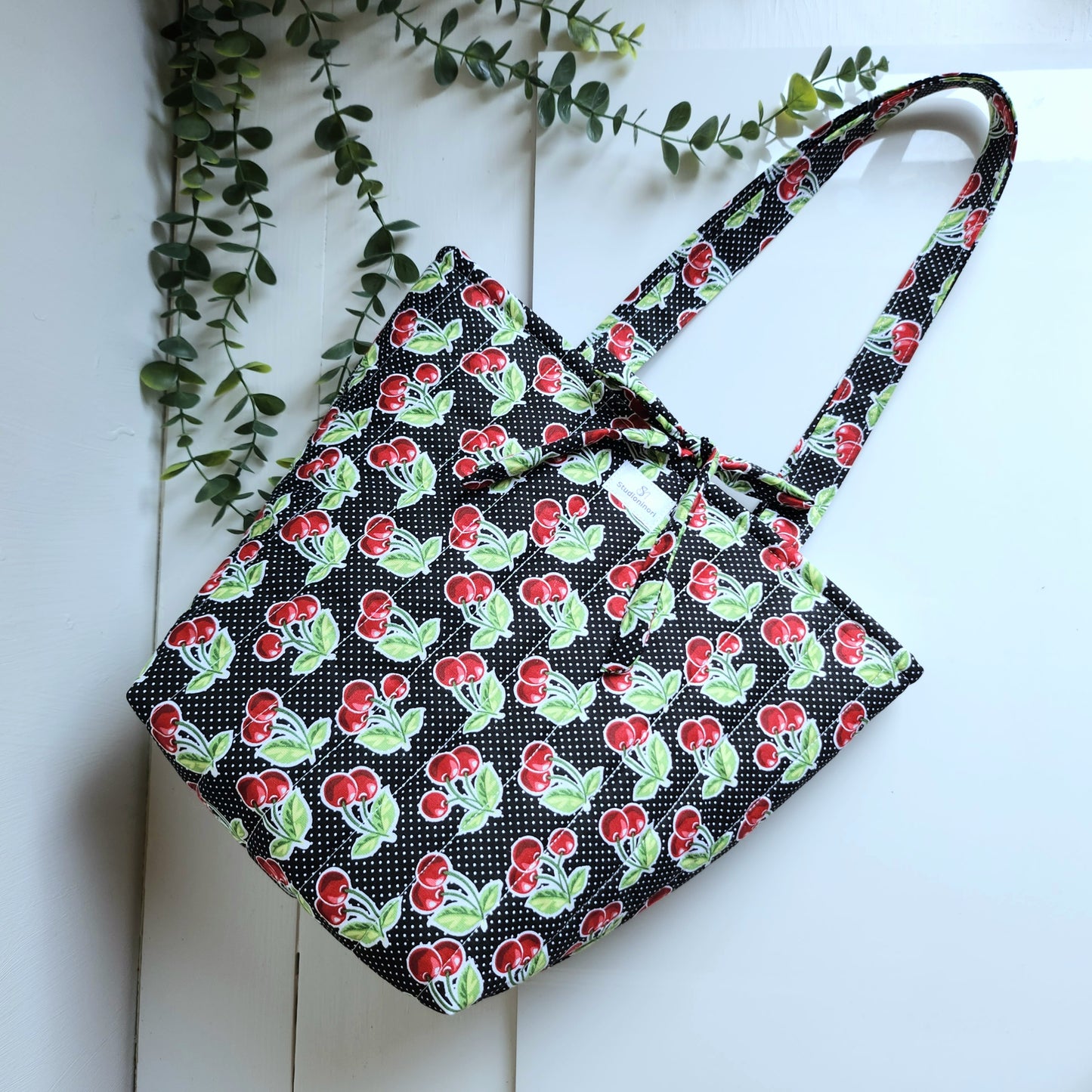 Quilted Cherry Tote Bag