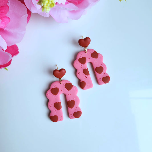 Hearts in Arch Dangle Earrings