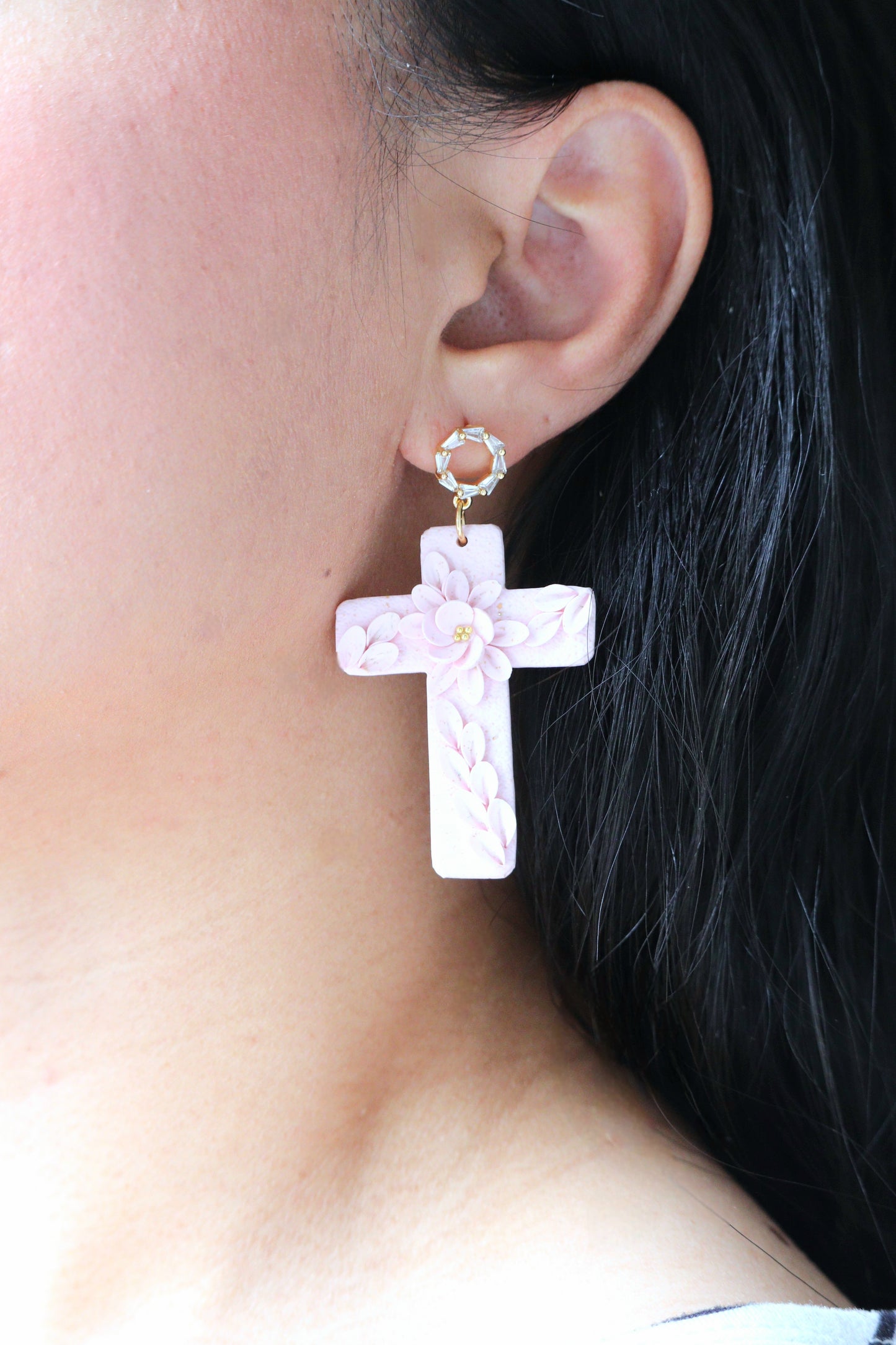 Floral Cross Earrings