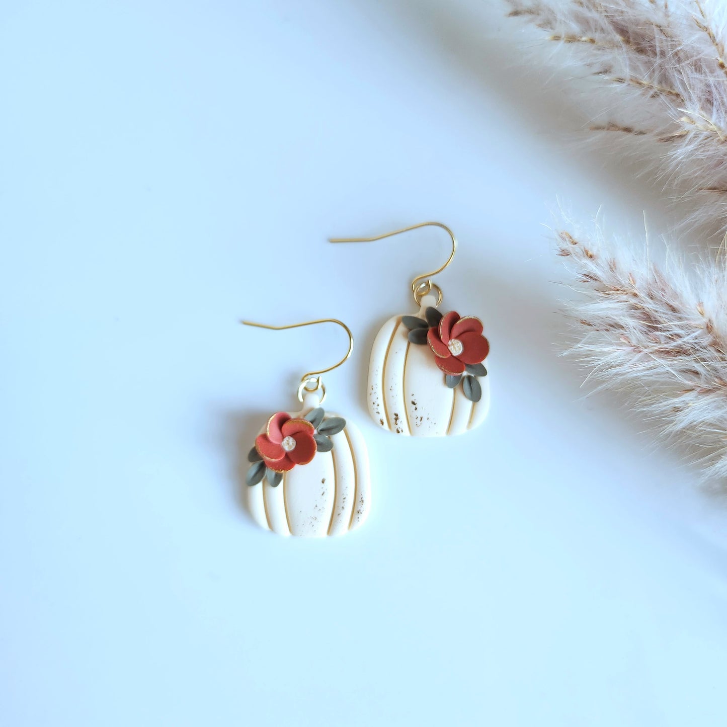Floral Pumpkin Dangle Earrings