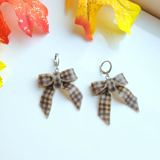 Fall Plaid Bow Earrings