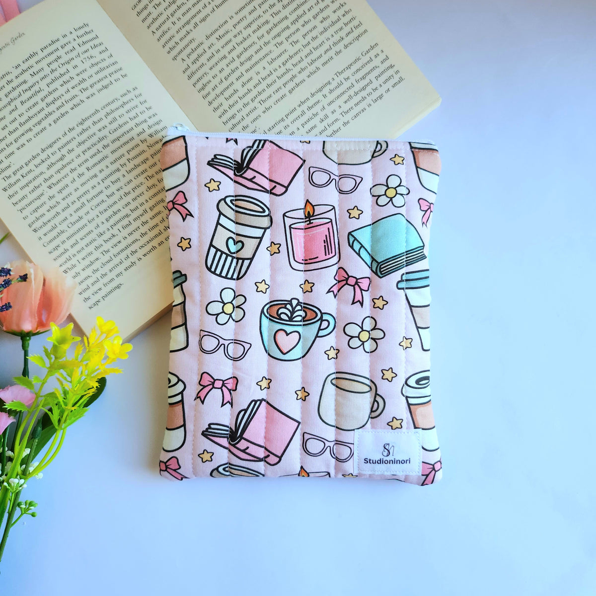 Pink Book and Coffee Kindle Sleeve