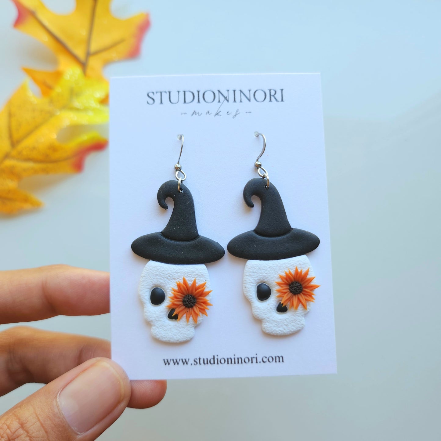 Witch Hat Sun Flower Skull Earring