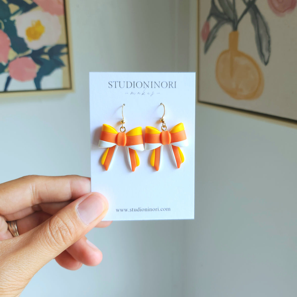 Candy Corn Bow Earrings