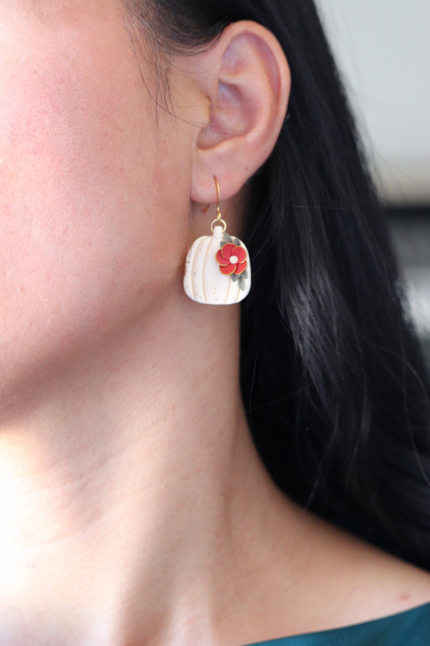 Floral Pumpkin Dangle Earrings