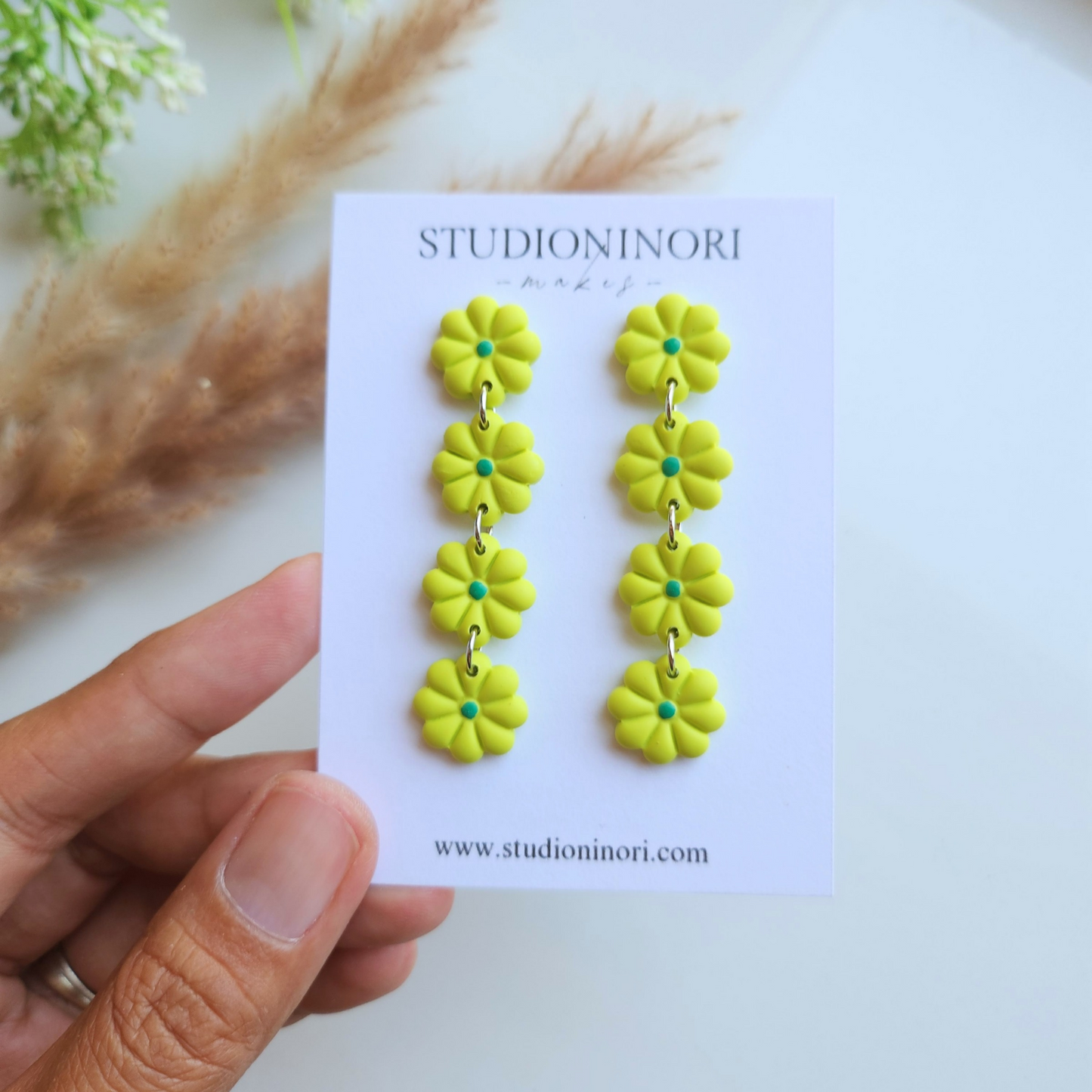 Stacked Flower Drop Dangle Earrings (Multi Color)