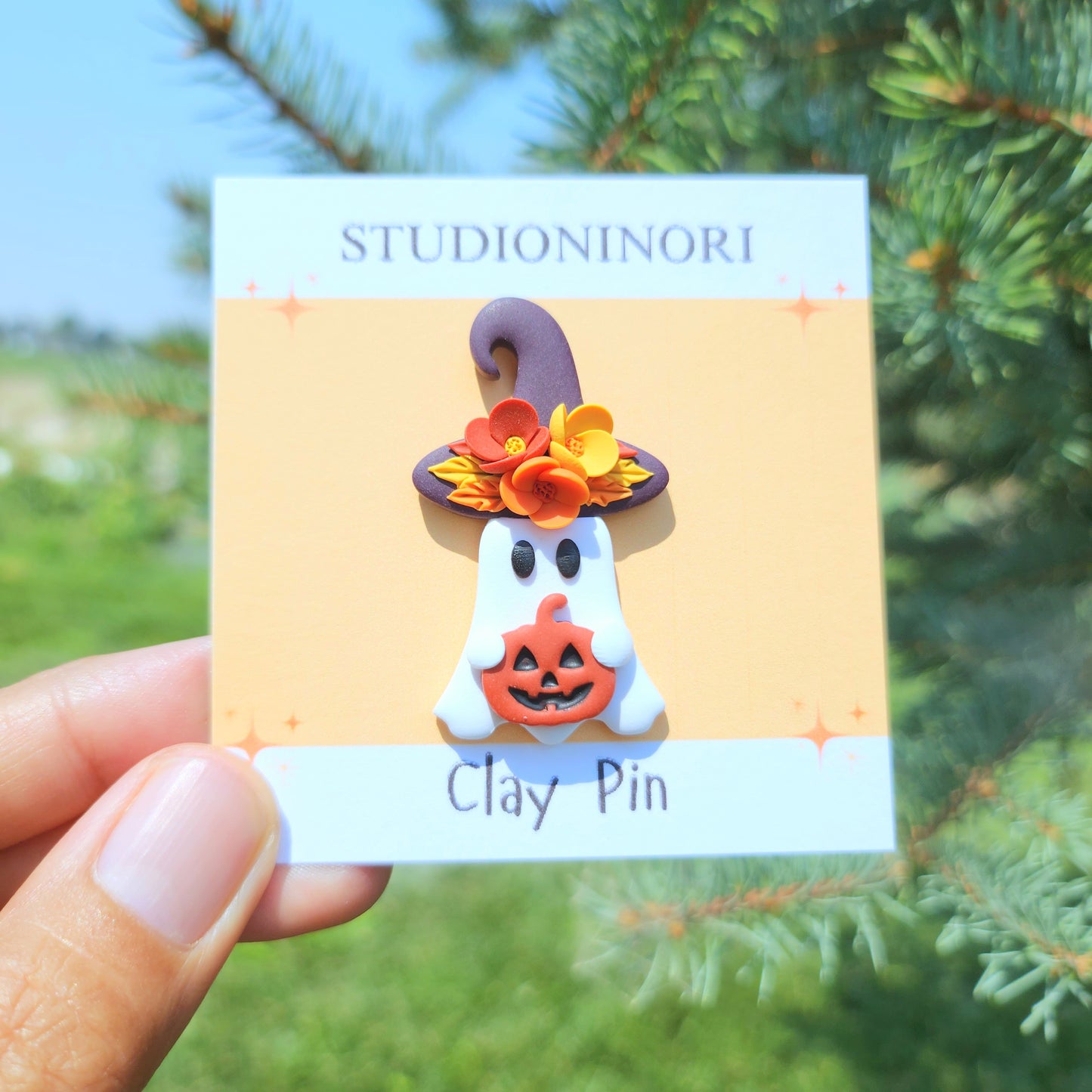 Floral Ghost Witch Pin