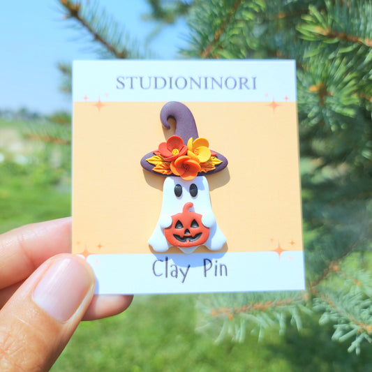 Floral Ghost Witch Pin