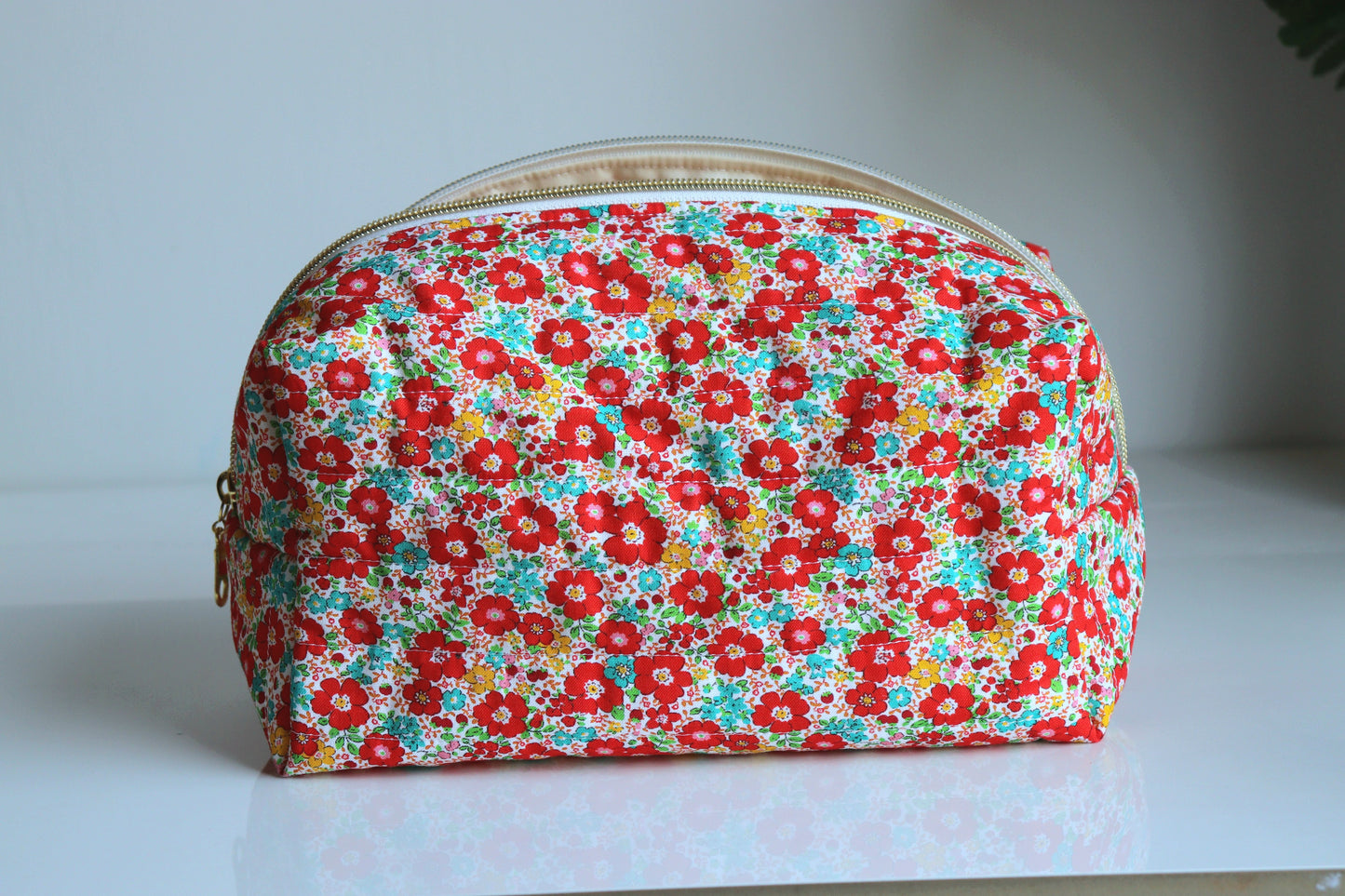 Red Floral Cosmetic Bag