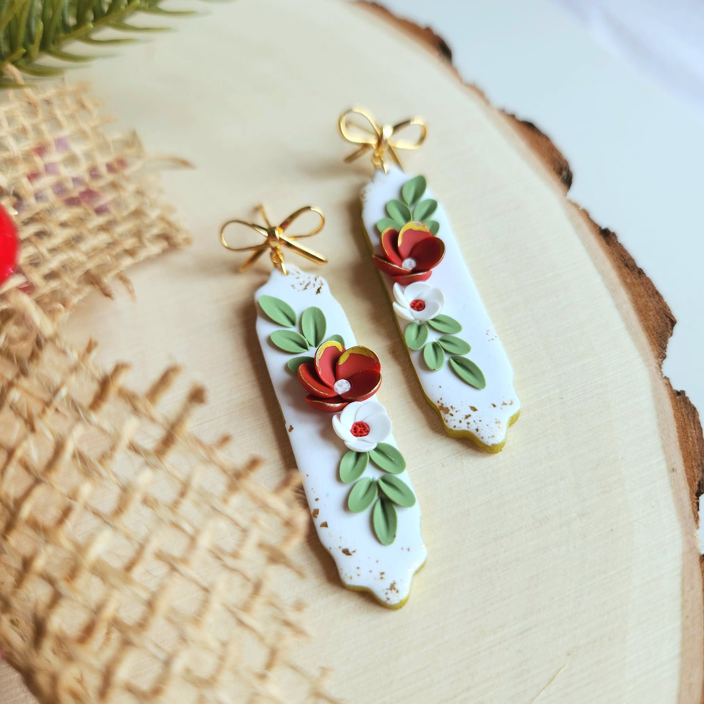 Floral Bow Dangle Earrings