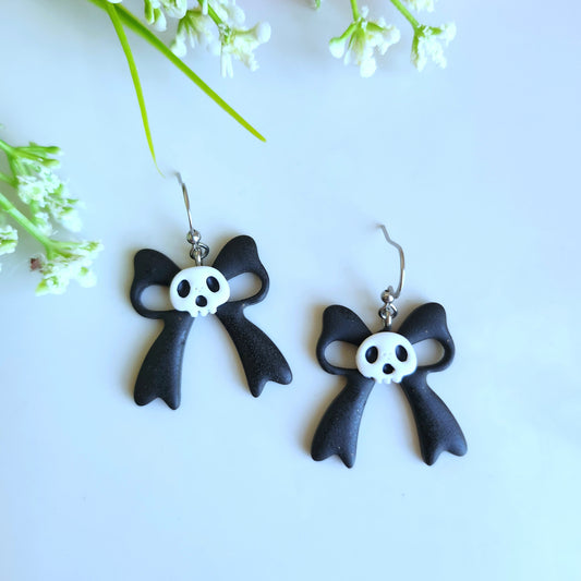Skeleton Bow Dangle Earrings