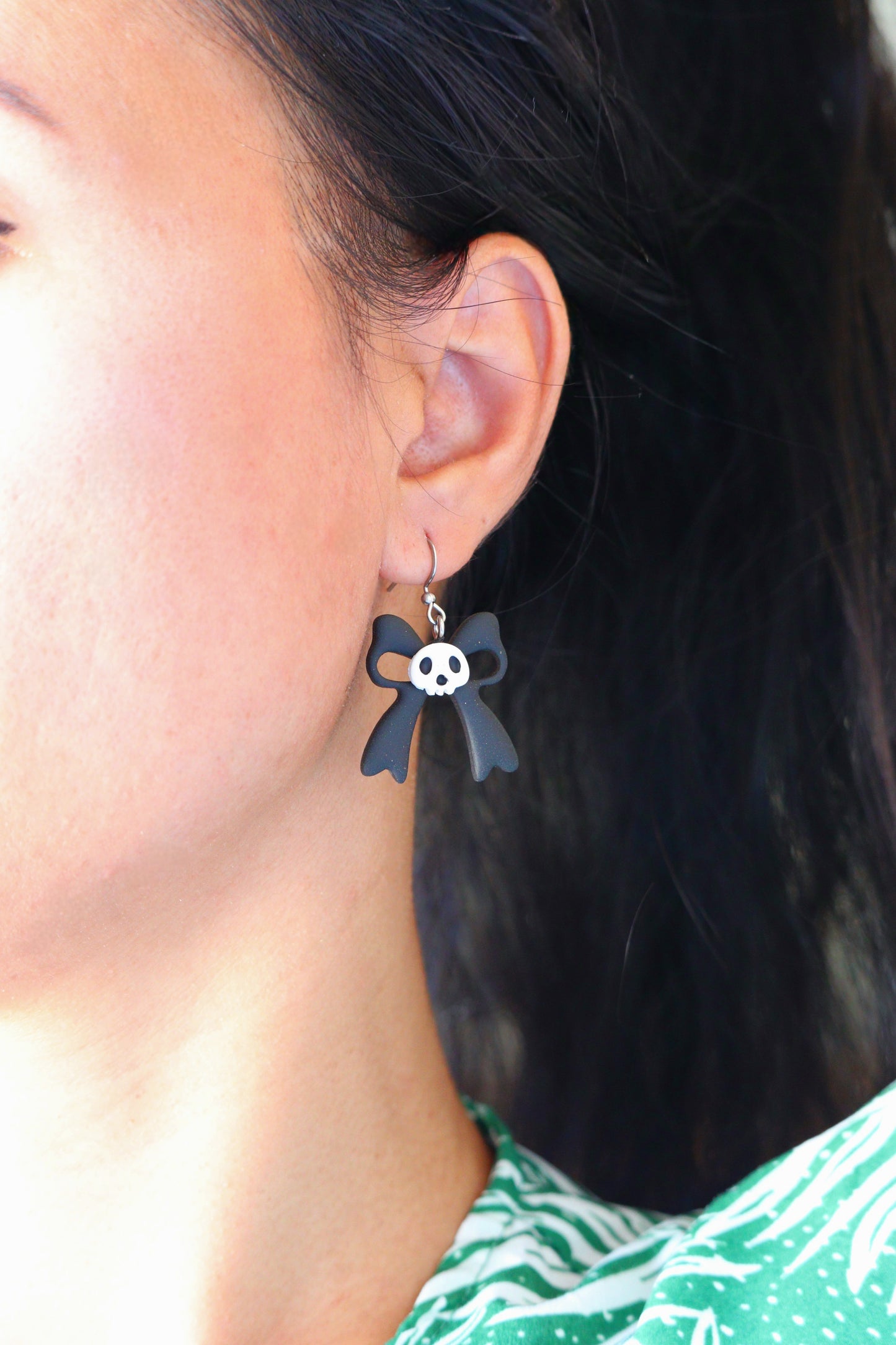 Skeleton Bow Dangle Earrings