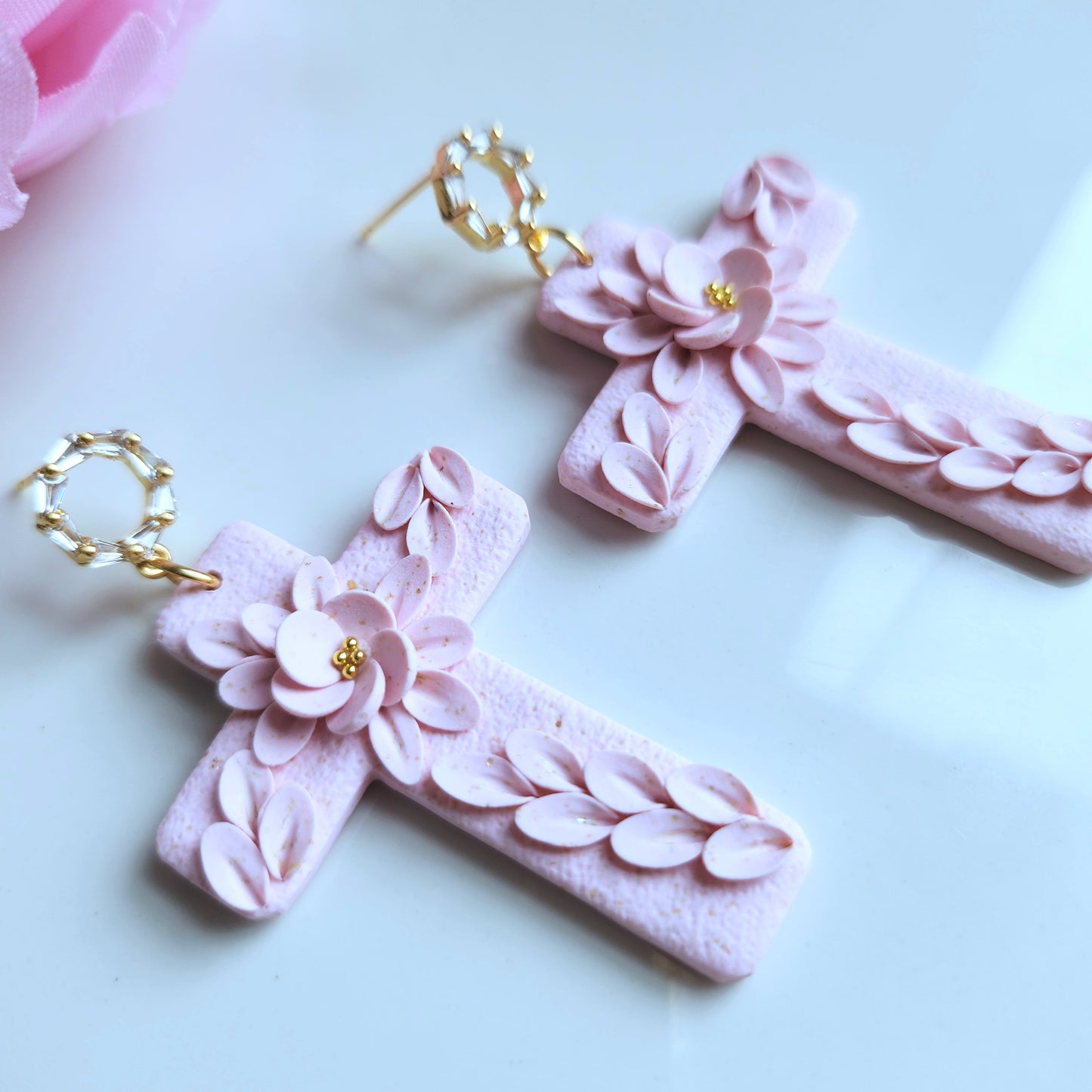 Floral Cross Earrings