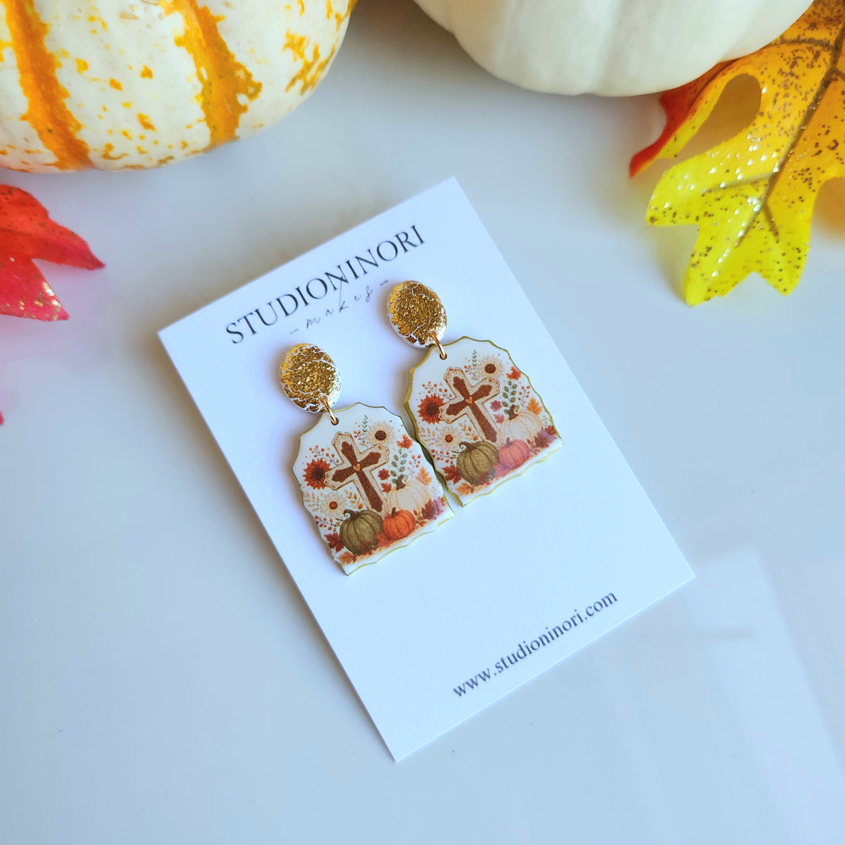 Autumn Faith Cross Earrings