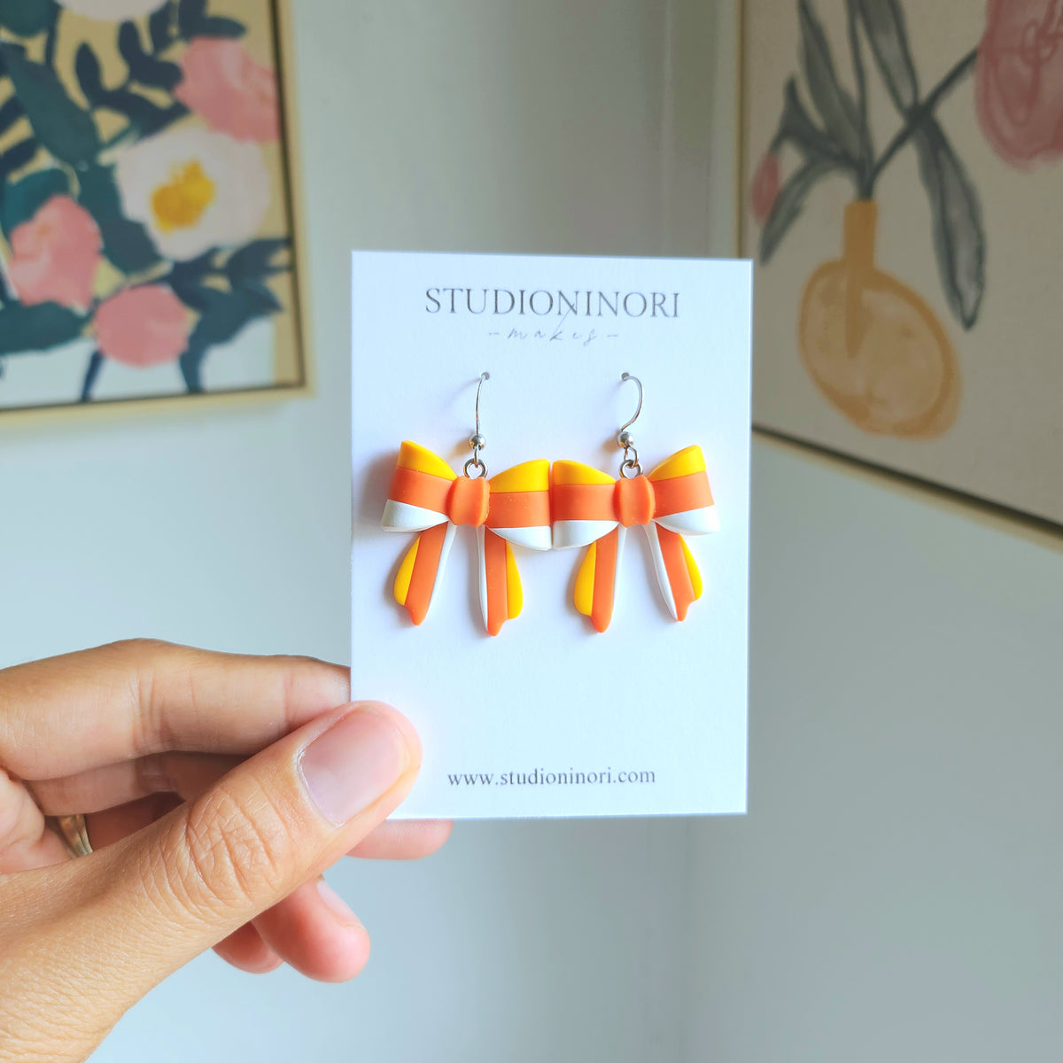 Candy Corn Bow Earrings