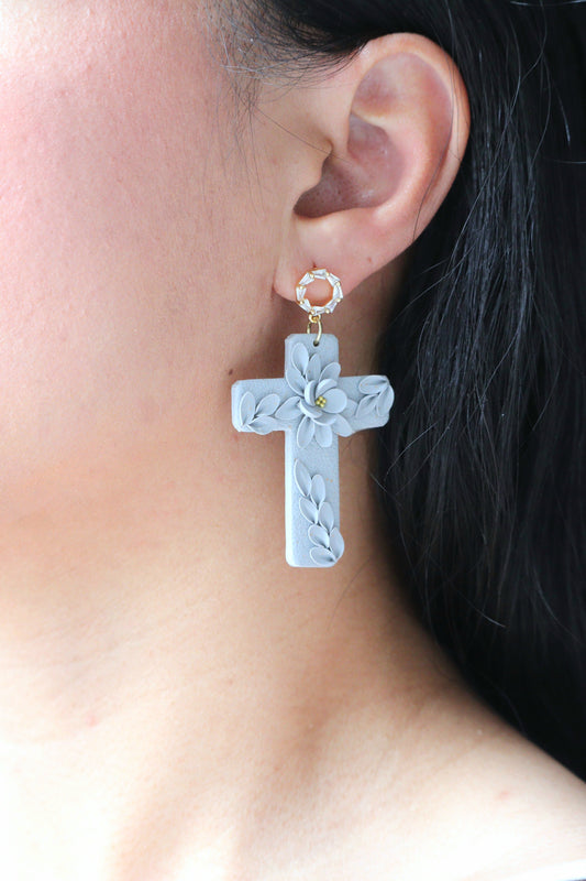 Floral Cross Earrings