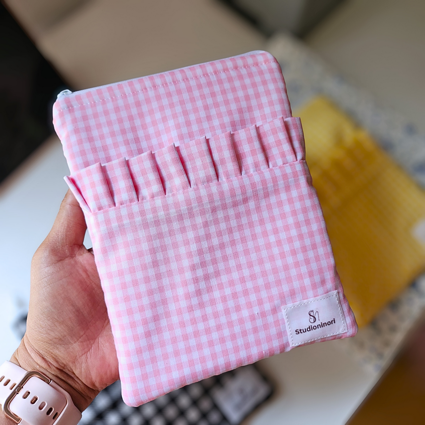 Pink Gingham Kindle Sleeve