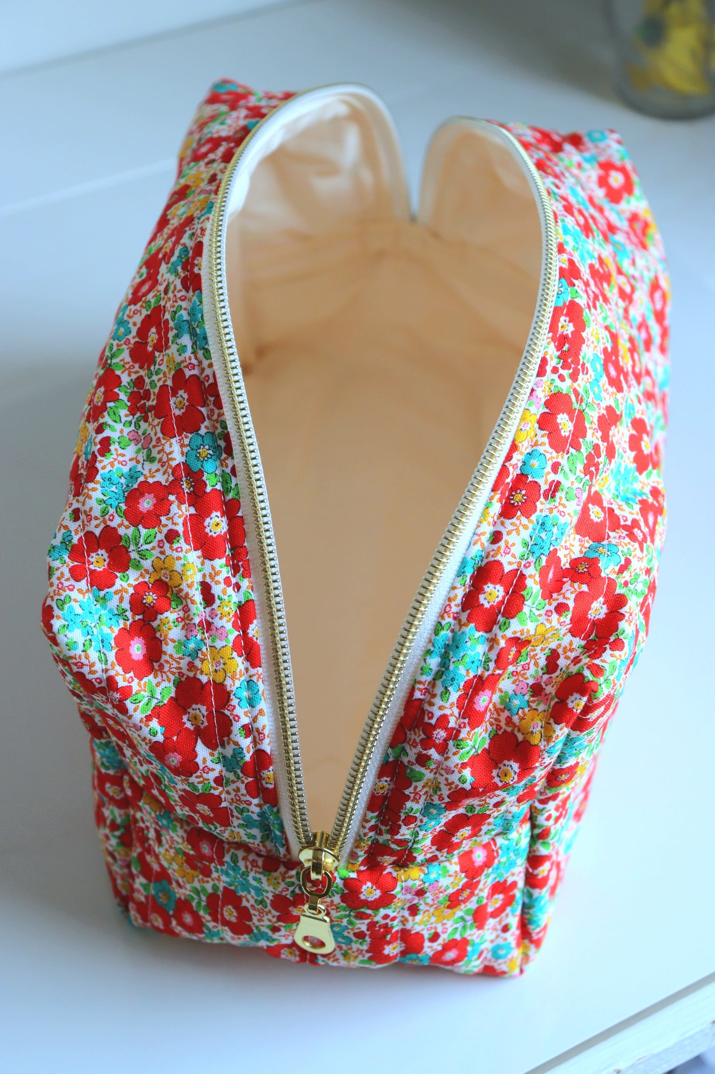 Red Floral Cosmetic Bag