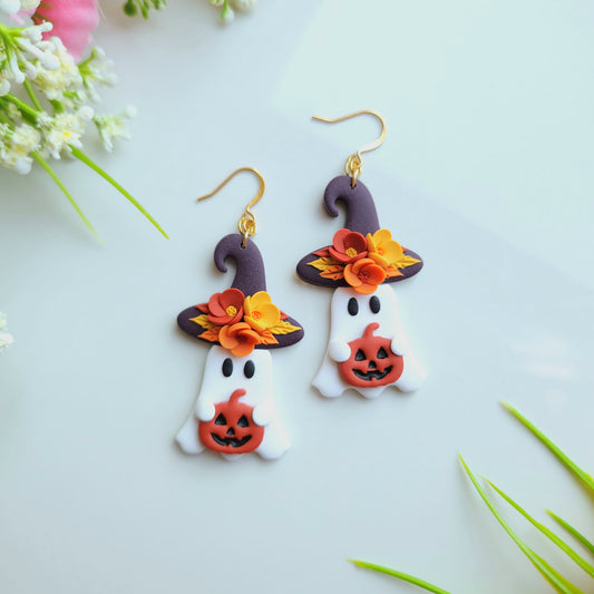 Floral Ghost Witches Earring