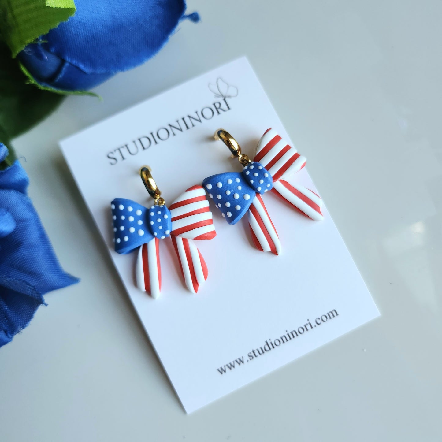 Patriotic Bow Earring