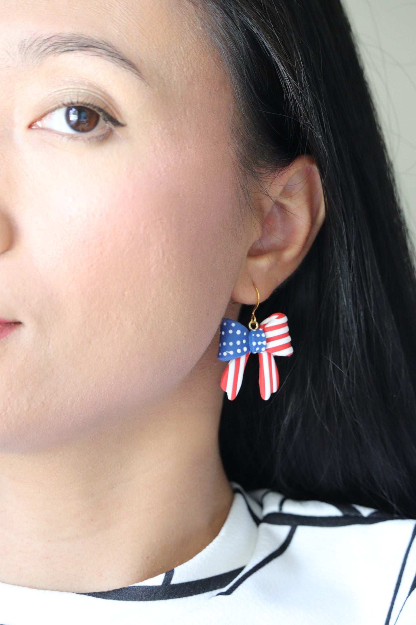 Patriotic Bow Earring