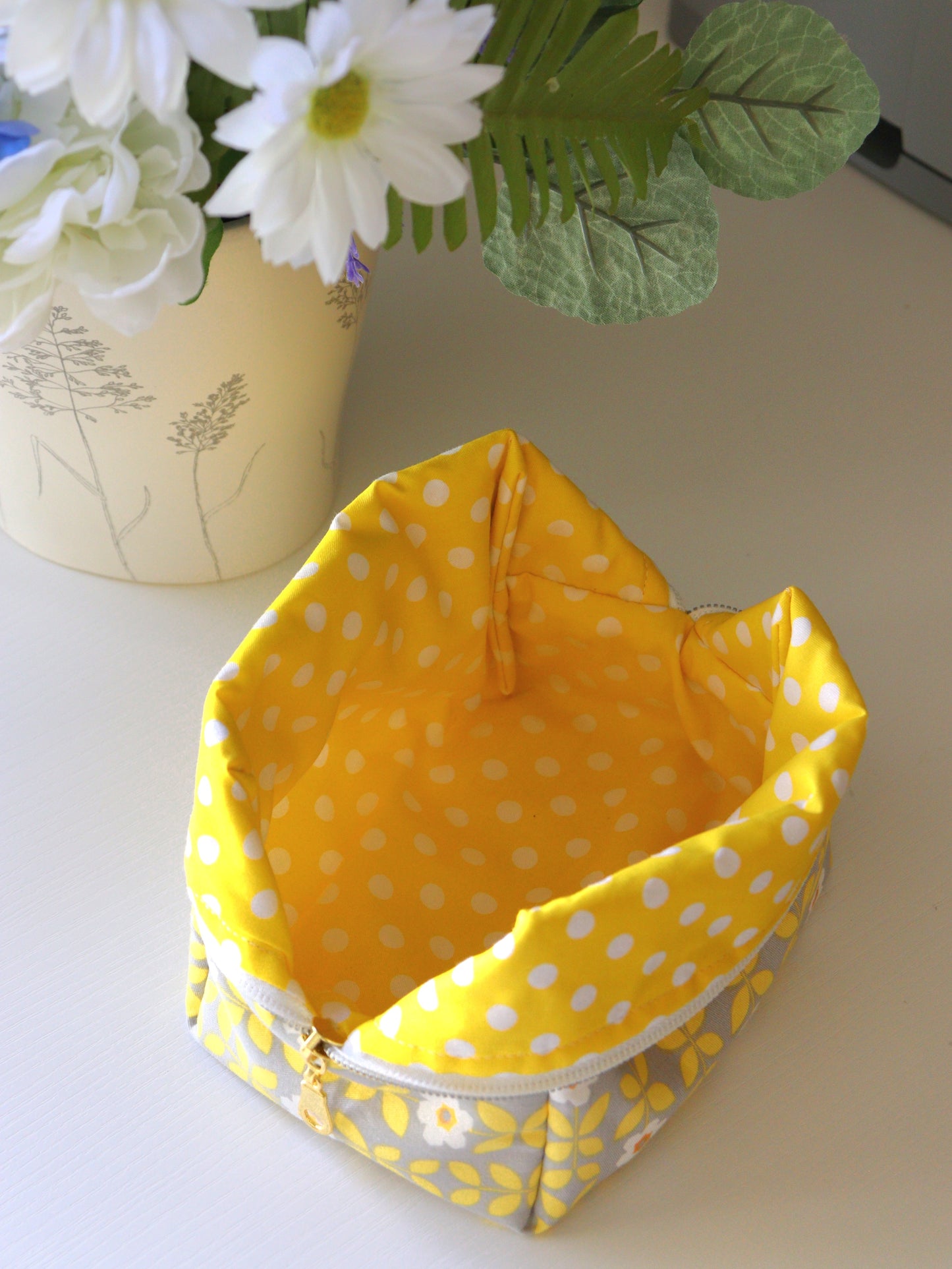 Yellow Floral Mini Cosmetic Bag