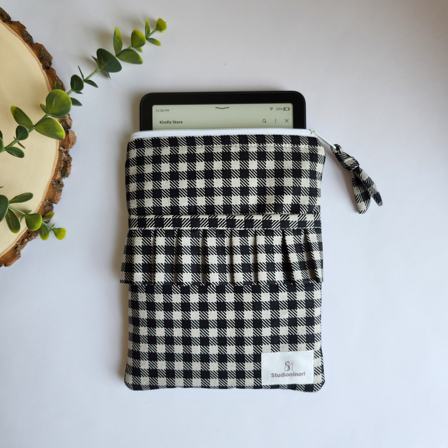 Black Gingham Kindle Sleeve