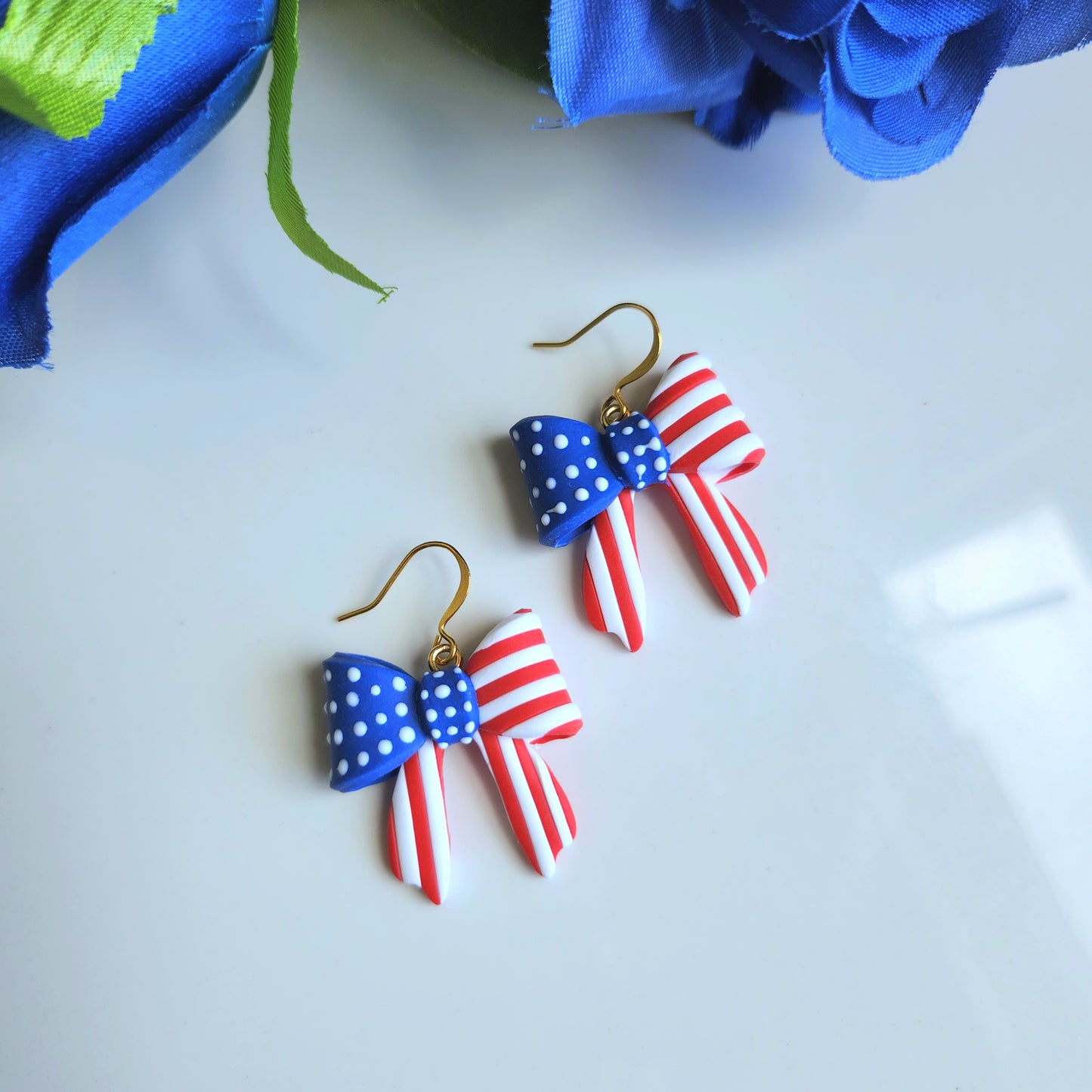 Patriotic Bow Earring