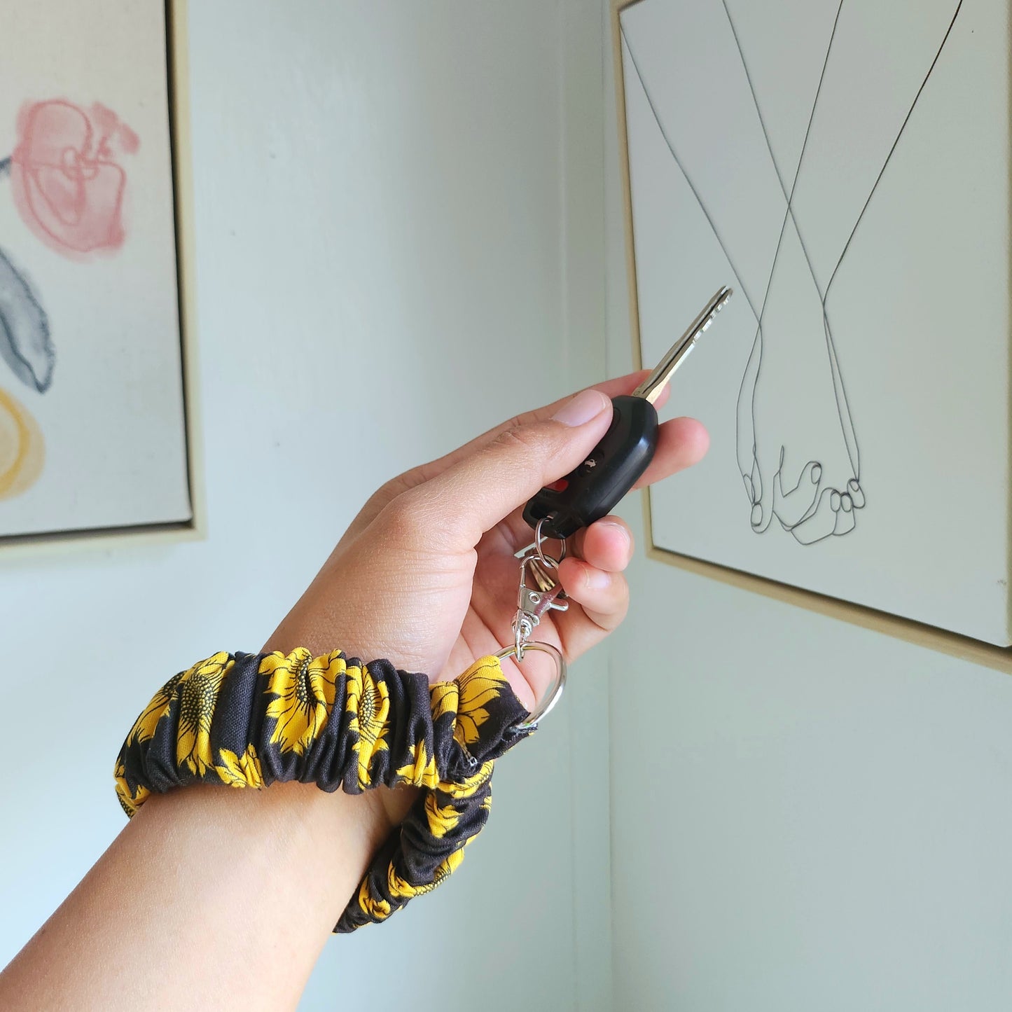 Flower Scrunchy Wristlet Keychain