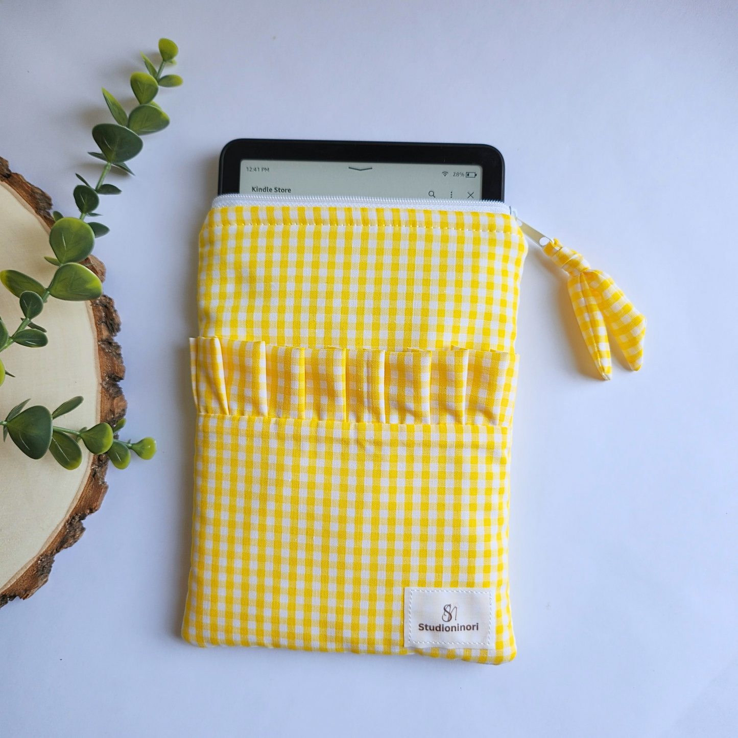 Yellow Gingham Kindle Sleeves