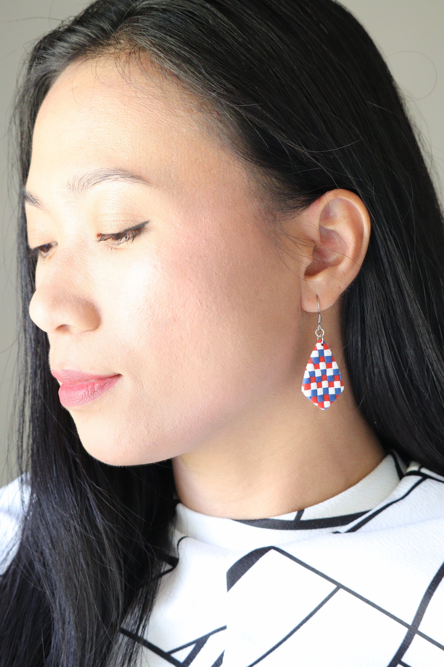 4th of July Plaid Dangle Earrings