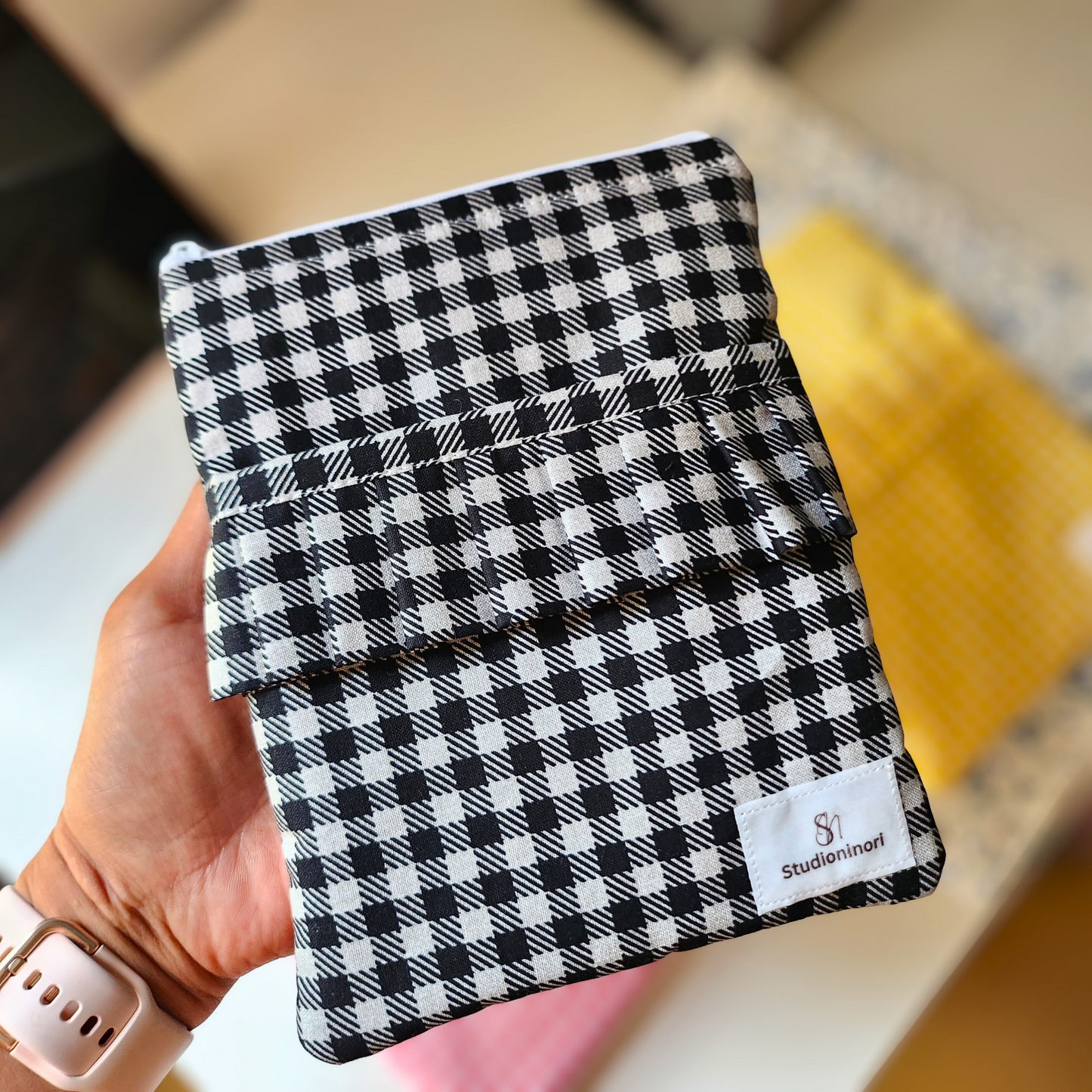 Black Gingham Kindle Sleeve