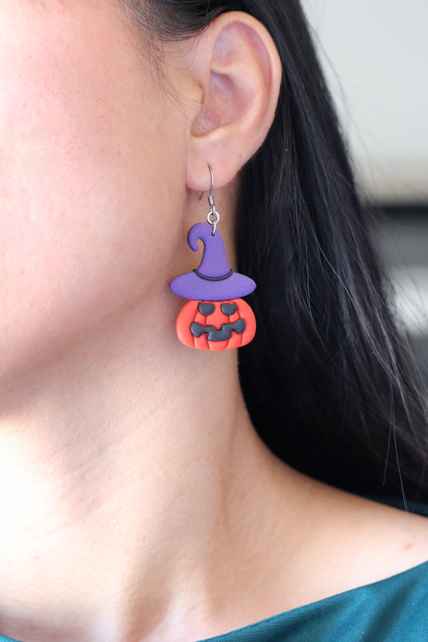 Jack'O Lantern Witch Hat Earring