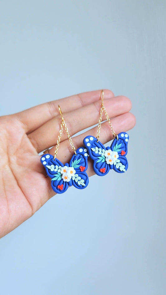 Blue Floral Butterfly