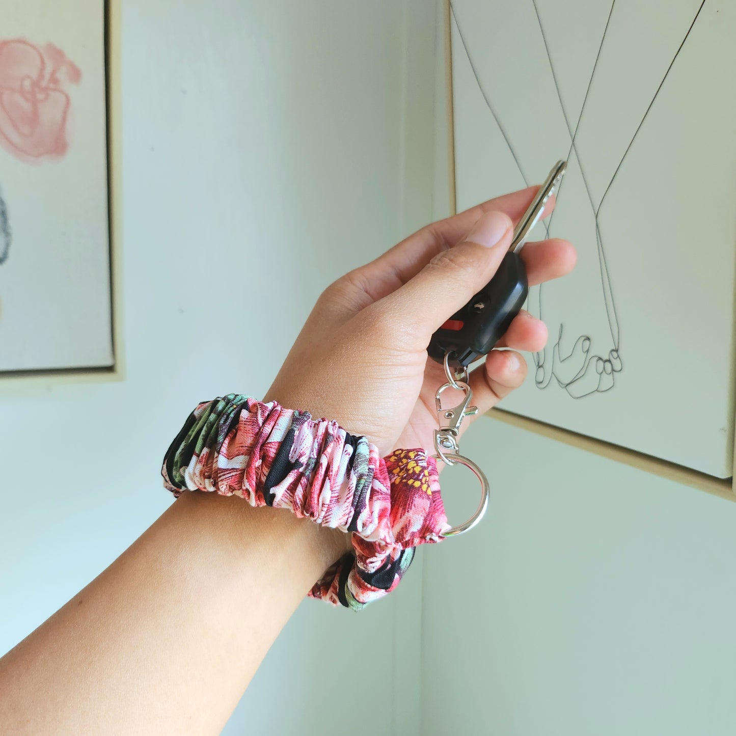 Flower Scrunchy Wristlet Keychain