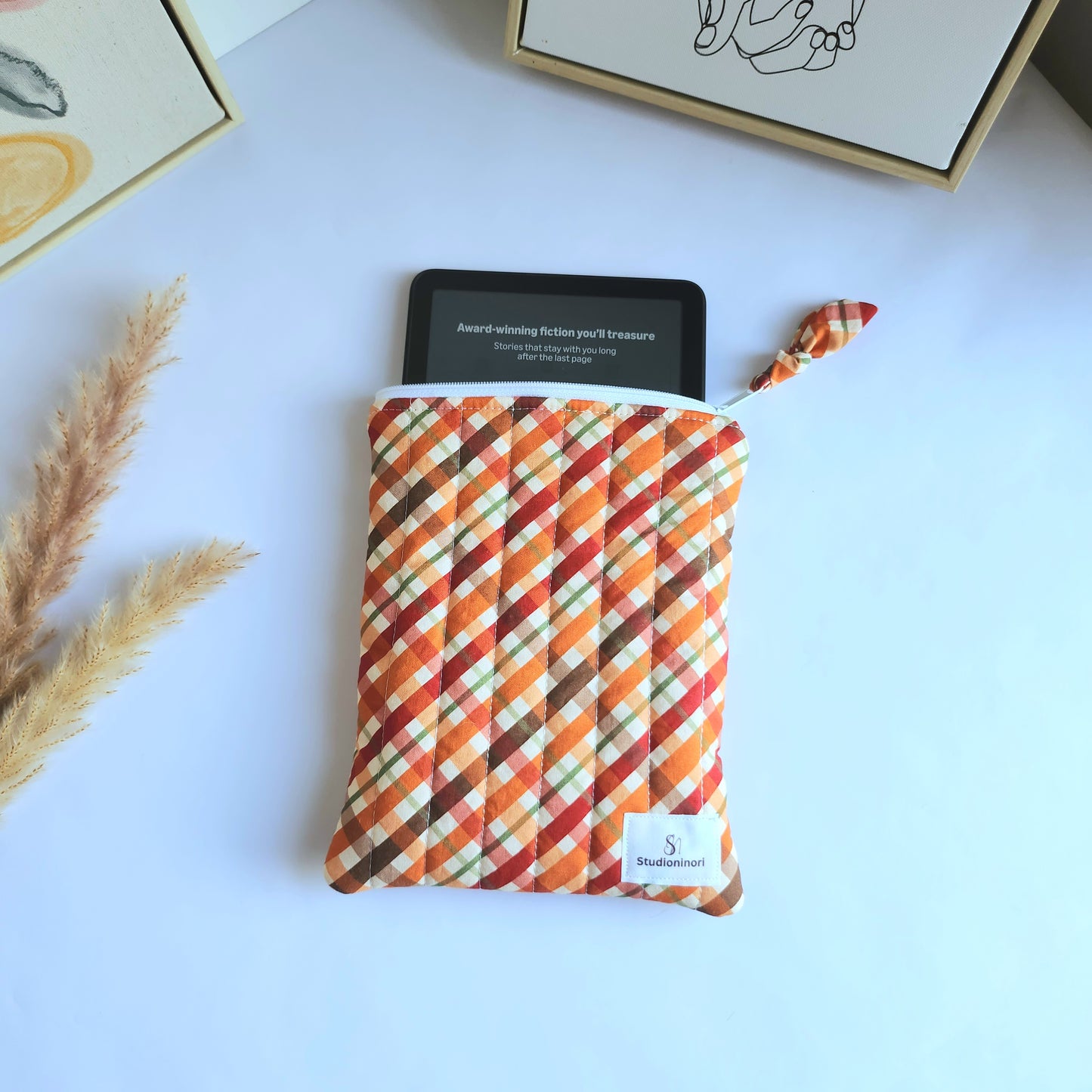 Cozy Autumn Plaid Book and Kindle Sleeve